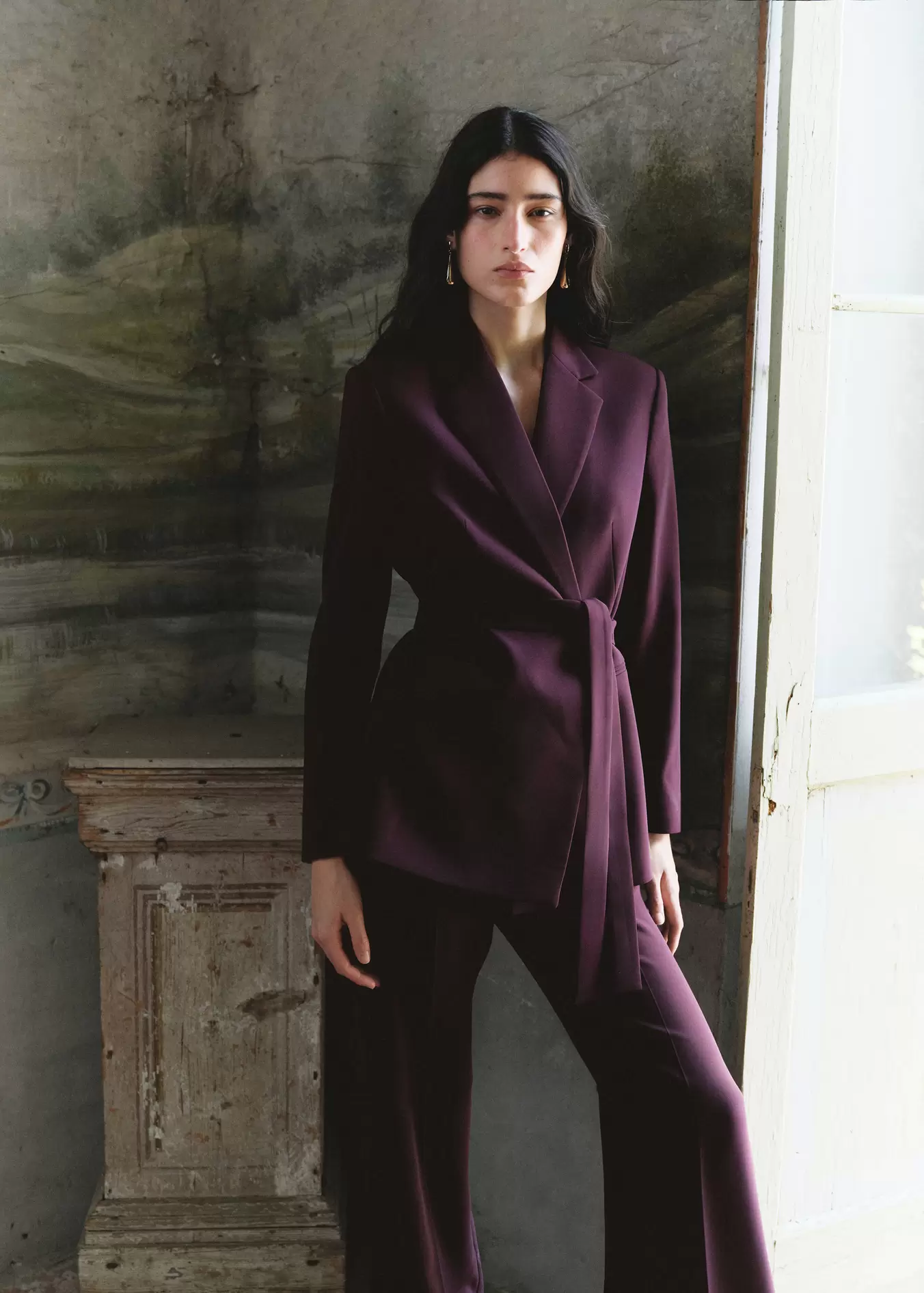Blazer traje cruzada cinturón