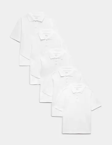 Pack de 5 polos escolares unisex 100 % algodón (2-18 años)