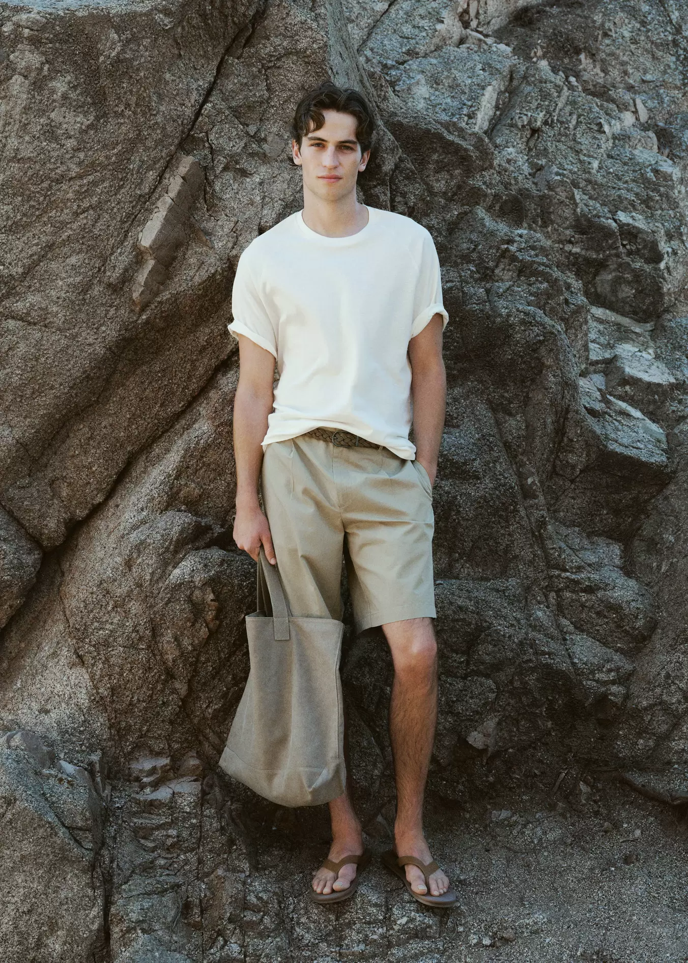 Camiseta relaxed fit mezcla algodón lino