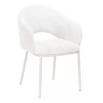 Silla de Comedor con Reposabrazos y Patas de Metal Blanco CAMILA DC-3110