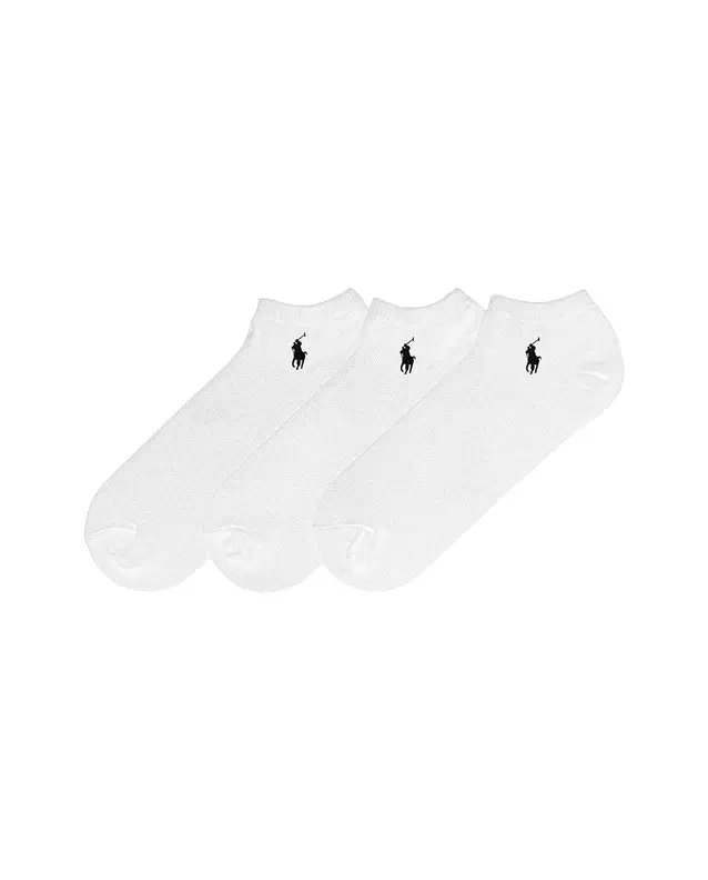 Pack de tres calcetines de hombre tobilleros con el caballo bordado Blanco