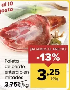 Paleta De Cerdo Entera O En Mitades