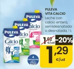 Puleva Vita Calcio - Leche Con Calcio Entera, Semidesnatada O Desnatada