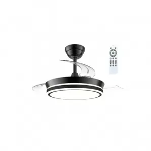 Ventilador de techo Mini Nuit LED 39w 3CCT acabado negro estilo moderno aspas plegables motor DC 90cm Ø