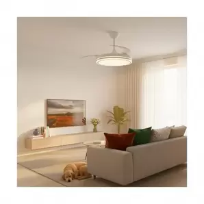 Ventilador de techo Nuit LED 48w 3CCT acabado blanco estilo moderno aspas plegables motor DC 106 cm Ø