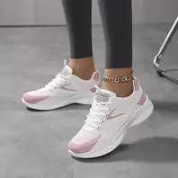 Women Fashion Athletic Running Shoes Gym Walking Running Tennis Fitness, Lcs6238 White Pink, 39 EU
