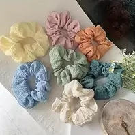 7 Pack Elegant Hair Scrunchies Soft Fabric Versatile Scrunchies for Buns and Ponytails, Solid Color, Simple Style, Assorted Pastel Colors, Valentine's Day Gift Set