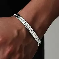Cuban Link Bracelet, Stainless Steel Chain Bracelet for Men Women, Hip Hop Fashion Jewelry, Fadeless and Durable, Comfortable for Daily Wear or Gift (20cm)