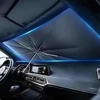 Universal Car Front Windshield Sun Shade with Leather Cover, Foldable Car Interior Sunshade, Portable Heat Insulation Protector, UV Ray Blocker to Keep