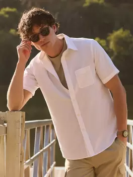 CAMISA LINO M.CORTA BLANCO