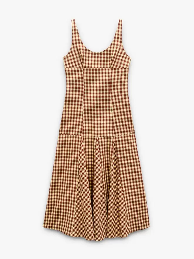 Vestido midi de cuadros vichy
