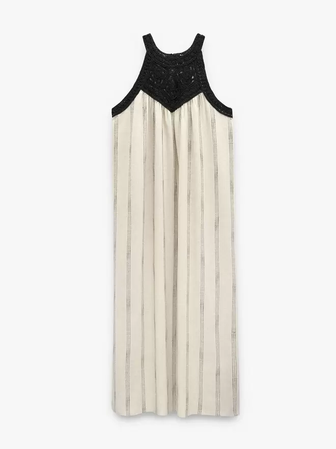 Vestido halter croché a rayas