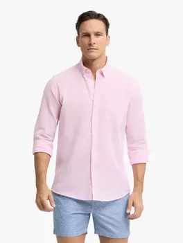 CAMISA LINO BOLSILLO ROSA