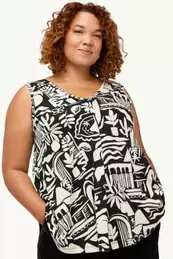 Blusa sin mangas con escote en pico - estampada