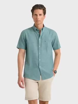 CAMISA LINO M.CORTA VERDE