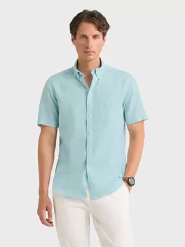 CAMISA LINO M.CORTA VERDE AGUA