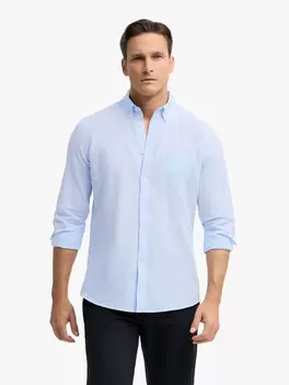 CAMISA LINO BOLSILLO CELESTE