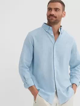 CAMISA LINO C. BOTON AZUL