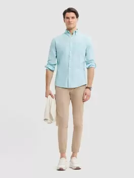 CAMISA LINO BOLSILLO TURQUESA