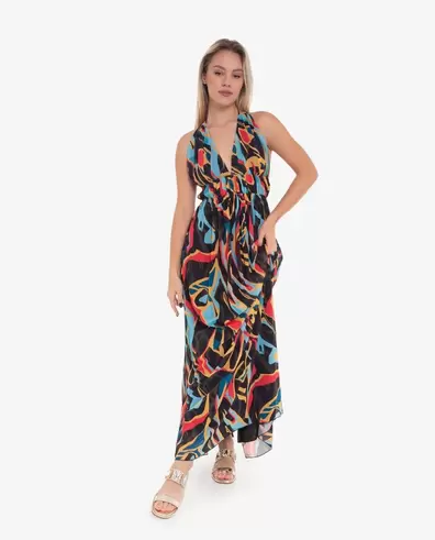 MAXIVESTIDO ESPALDA GASA ESTAMPADO ARTIST