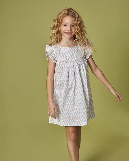 Vestido estampado geométrico rosa