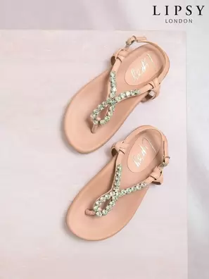 Lipsy Embellished Diamante Toe Post Footbed Sandals