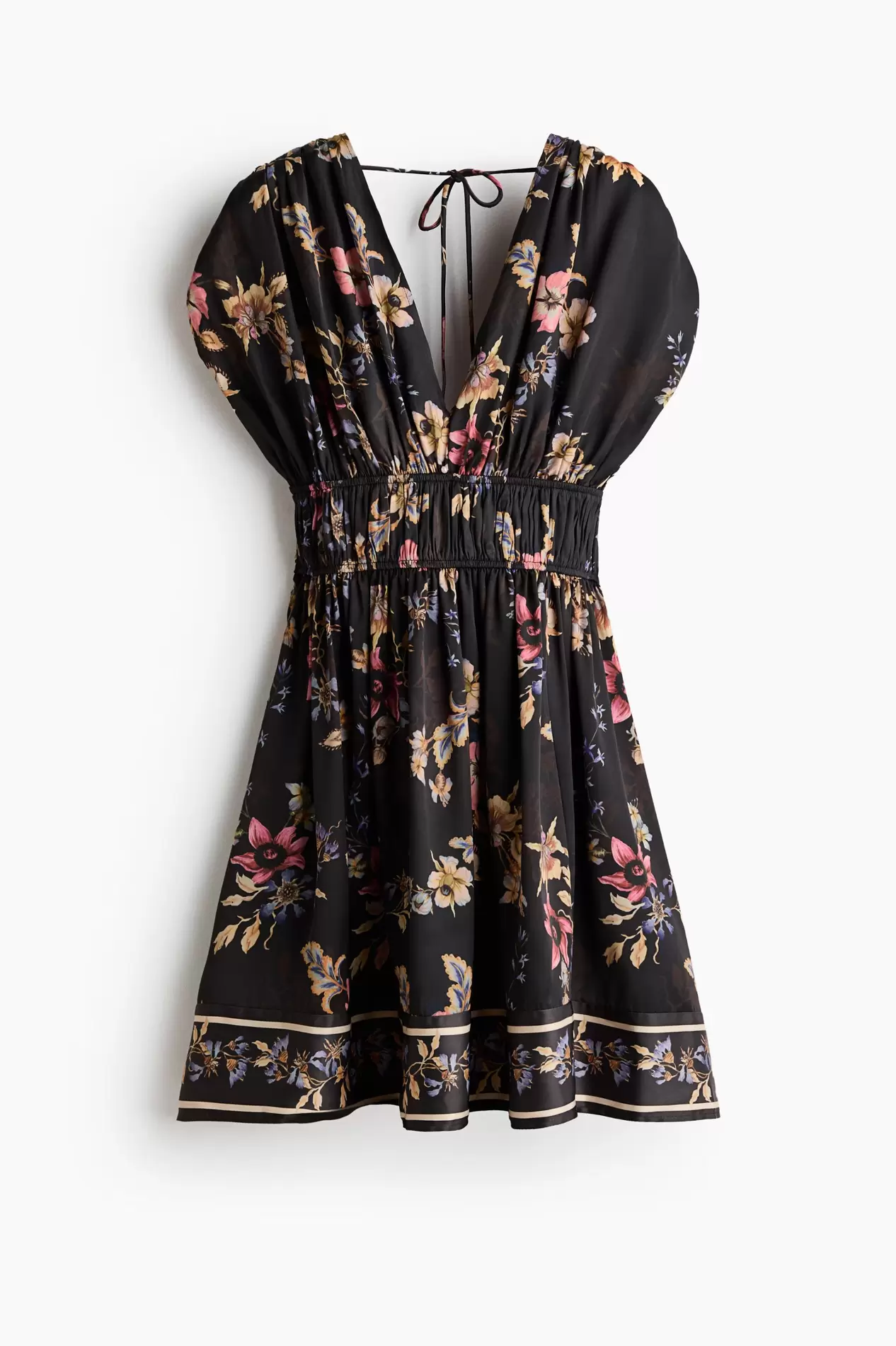 Vestido drapeado con lazada