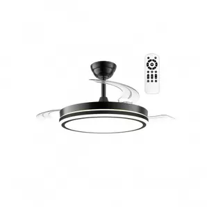 Ventilador de techo Nuit LED 48w 3CCT acabado negro estilo moderno aspas plegables motor DC 106 cm Ø