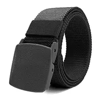 Nylon Belts for Men Military Tactical Belt with Plastic Buckle Adjustable No Holes Canvas Fabric Belt for Outdoor