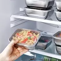 5 Pack Stainless Steel Storage Containers with Clear Lids - Stackable Food Prep Containers for Pantry, Fruit and Snack Organization
