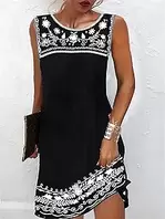 Women's Casual Summer Sleeveless Scoop Neck Dresses for Beach Vacation