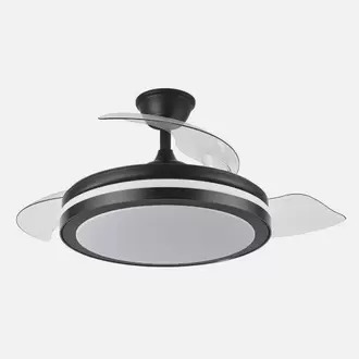 Ventialdor de Techo 107cm 72W Fabrilamp Esparta Aspas Retráctiles Luz DC Mando Negro