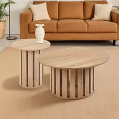 Conjunto de 2 mesas bajas Annabel Roble claro