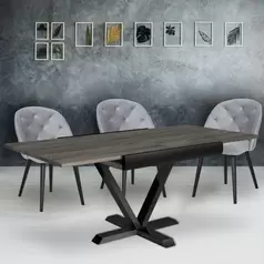 Mesa de comedor extensible Newick efecto madera vintage