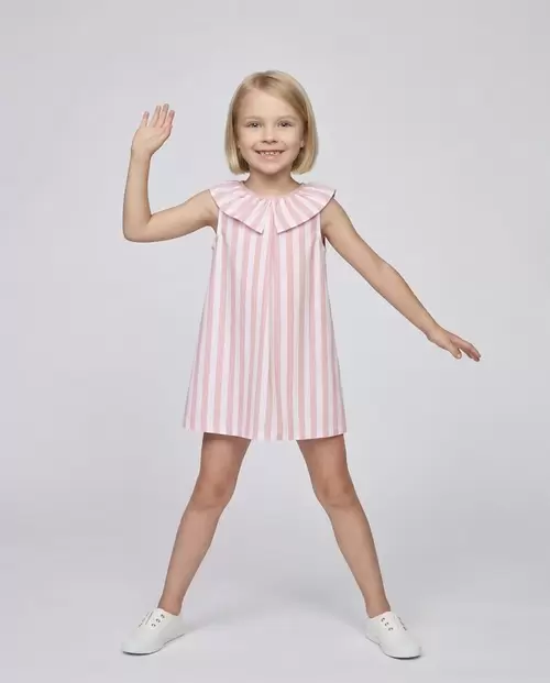 Vestido de punto con rayas blanco