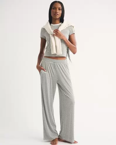 Pantalón de canalé de mezcla modal para estar en casa