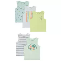 Pack de 5 camisetas sin mangas de jersey slub para bebé niño