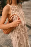 STAMP-PRINT HALTER DRESS