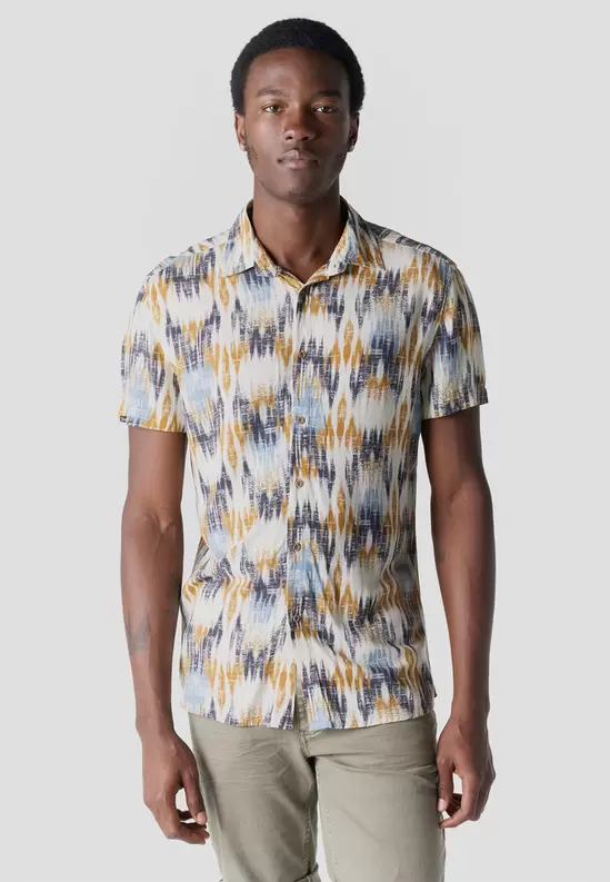 Men's Short Sleeve Printed Viscose Shirt - Koroshi