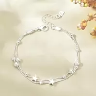 925 Sterling Silver Layered Heart Beaded Bracelets for Women Teen Girls | Fashion Link Chain Bracelet | Great Jewelry Gift