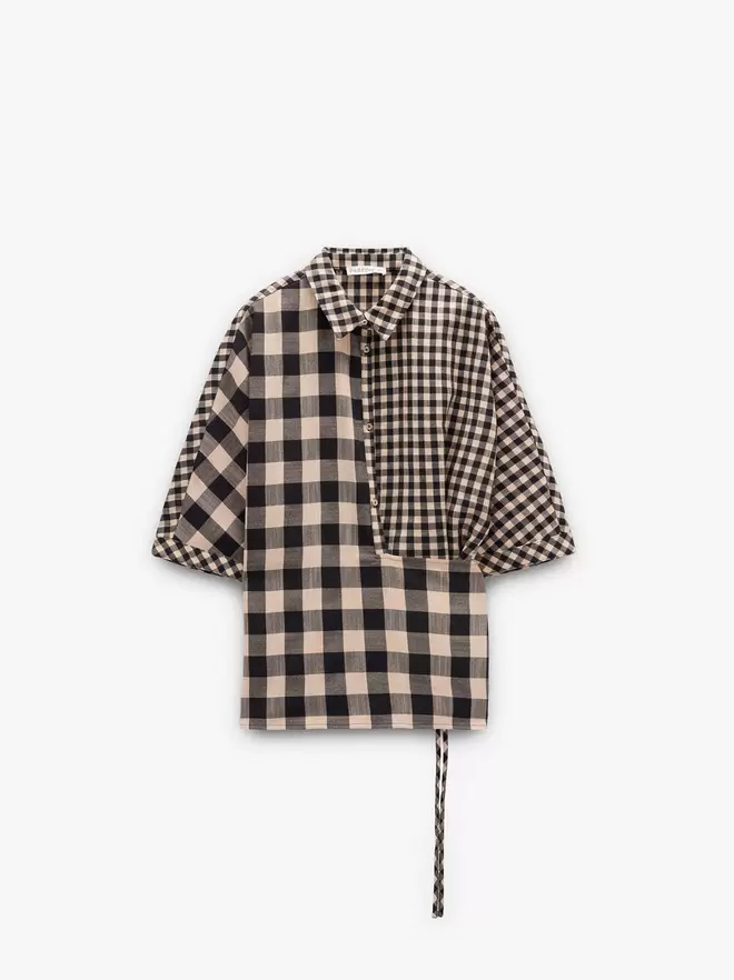Camisa de contraste a cuadros vichy