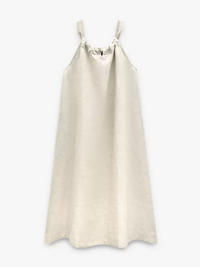 Vestido largo de tirantes con fruncido