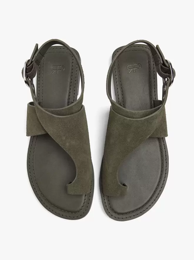 Sandalias planas de piel con tira cruzada