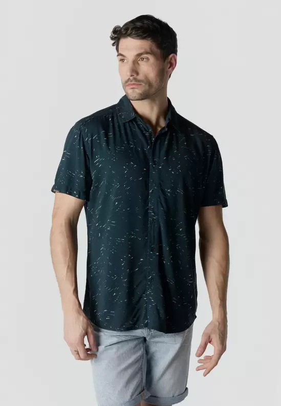 Men's Short Sleeve Printed Casual Viscose Shirt - Koroshi