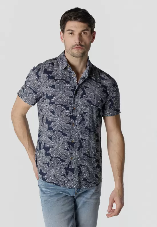 Men's Short Sleeve Printed Casual Viscose Shirt - Koroshi