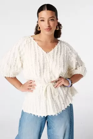 Top de tejido suave con cordón ajustable