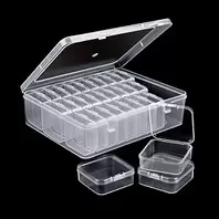 Generic Small Modern Clear Plastic Storage Box 14 Pieces Hinged Lid Rectangular 4.7 x 4 x 2.36 Inch 14 Liter for Arts and Crafts, Cosmetics and