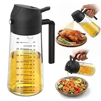2 in 1 470ml Glass Oil Sprayer with Cooking Capacity Marks Olive Oil Bottle for Air Fryer Cookware and Accessories Salad