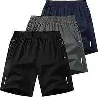 3 Pack Men's Quick Dry Gym Shorts, 5" Running Shorts with Zipper Pockets, Active Workout Shorts