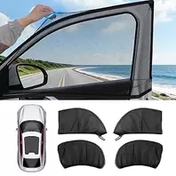 4 Pack Car Window Sunshades, Breathable Elastic Mesh Universal Fit Mosquito Net Cover for Side Windows UV Privacy Protection 23.6 x 39 Inch, Color